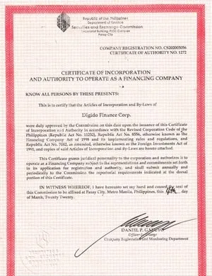 Digido certificate